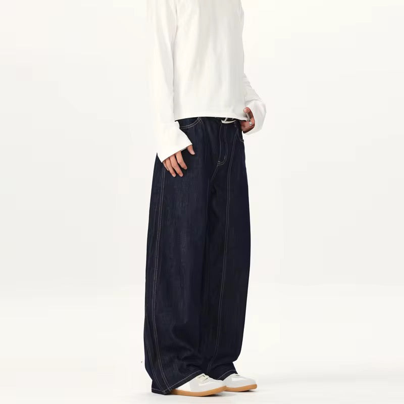 Raw denim navy blue baggy denim