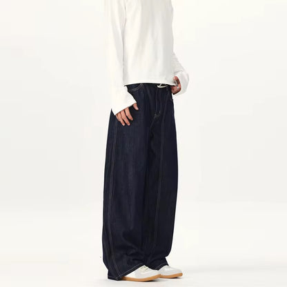 Raw denim navy blue baggy denim