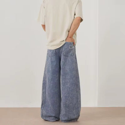 Baggy blue distressed denim