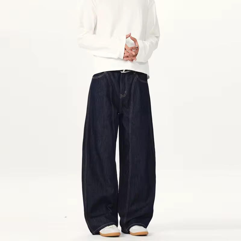 Raw denim navy blue baggy denim