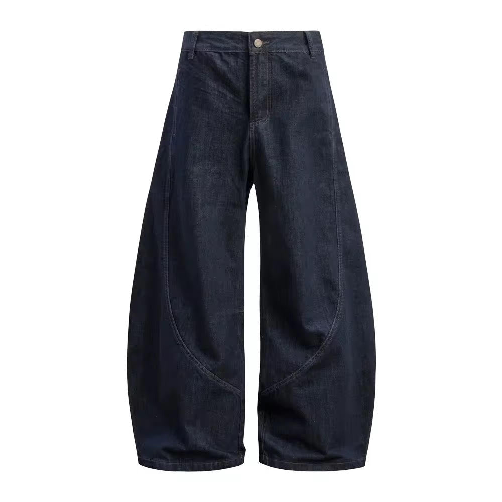 Raw denim navy blue baggy denim