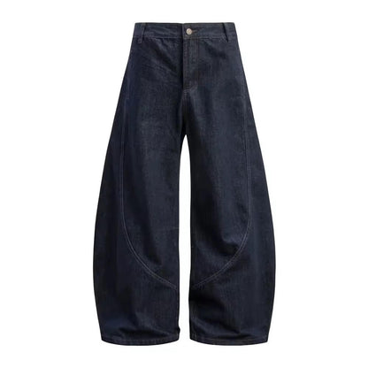 Raw denim navy blue baggy denim